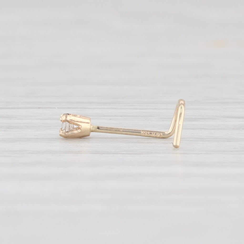 Light Gray New Diamond Nose Stud Ring 14k Yellow Gold Round Solitaire Body Piercing Curved