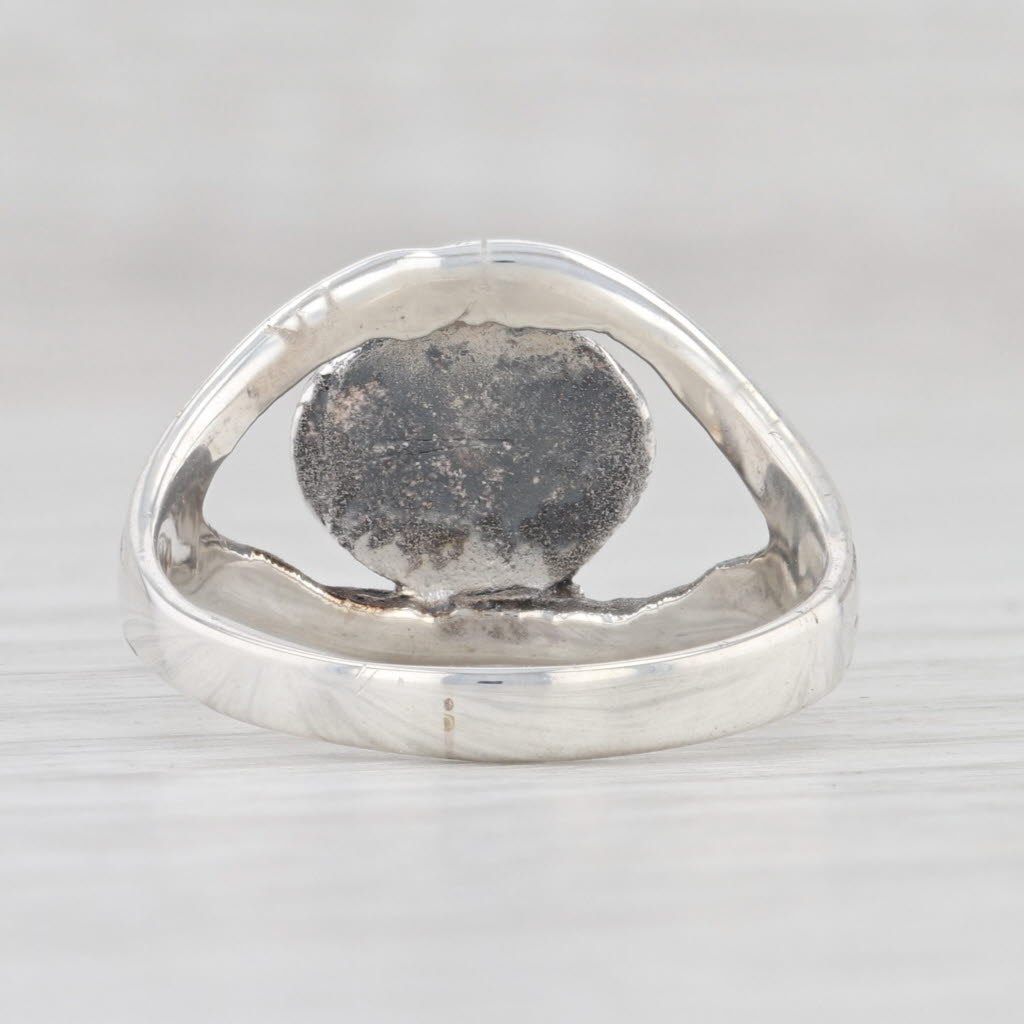 Light Gray Onyx Solitaire Ring Sterling Silver Size 7.25 Oval Black Gemstone