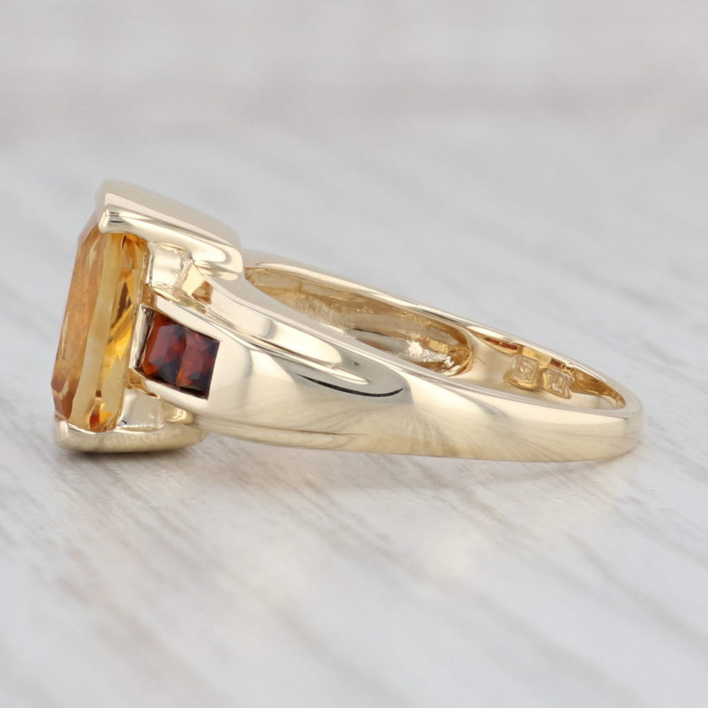 Light Gray 3.79ctw Orange Citrine Red Garnet Ring 10k Yellow Gold Size 7.25