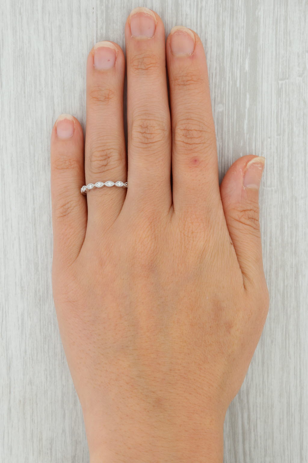 Tan New 0.12ctw Diamond Ring 14k White Gold Size 5.75 Stackable Wedding Band