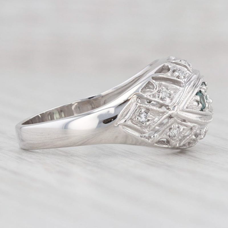 Light Gray Vintage 0.38ctw Green Color Change Alexandrite Diamond Ring 14k White Gold Sz 7