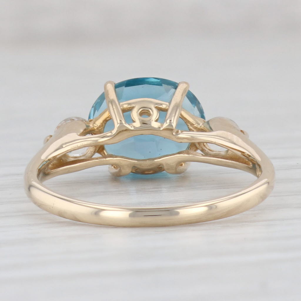 Light Gray 5.6ctw Blue Topaz White Topaz Ring 14k Yellow Gold Size 9.75 Oval Solitaire