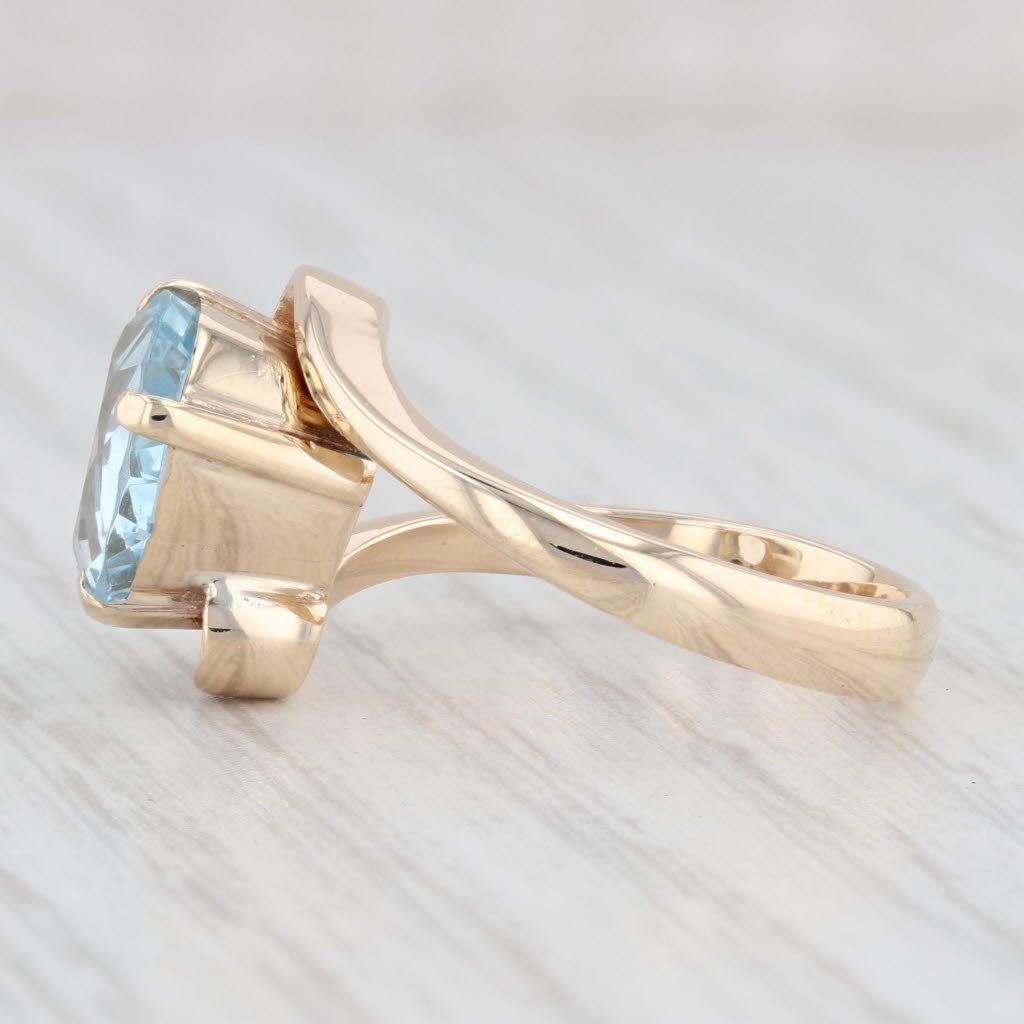 Light Gray 1.40ct Aquamarine Bypass Ring 10k Gold Size 7 Oval Solitaire March Birthstone