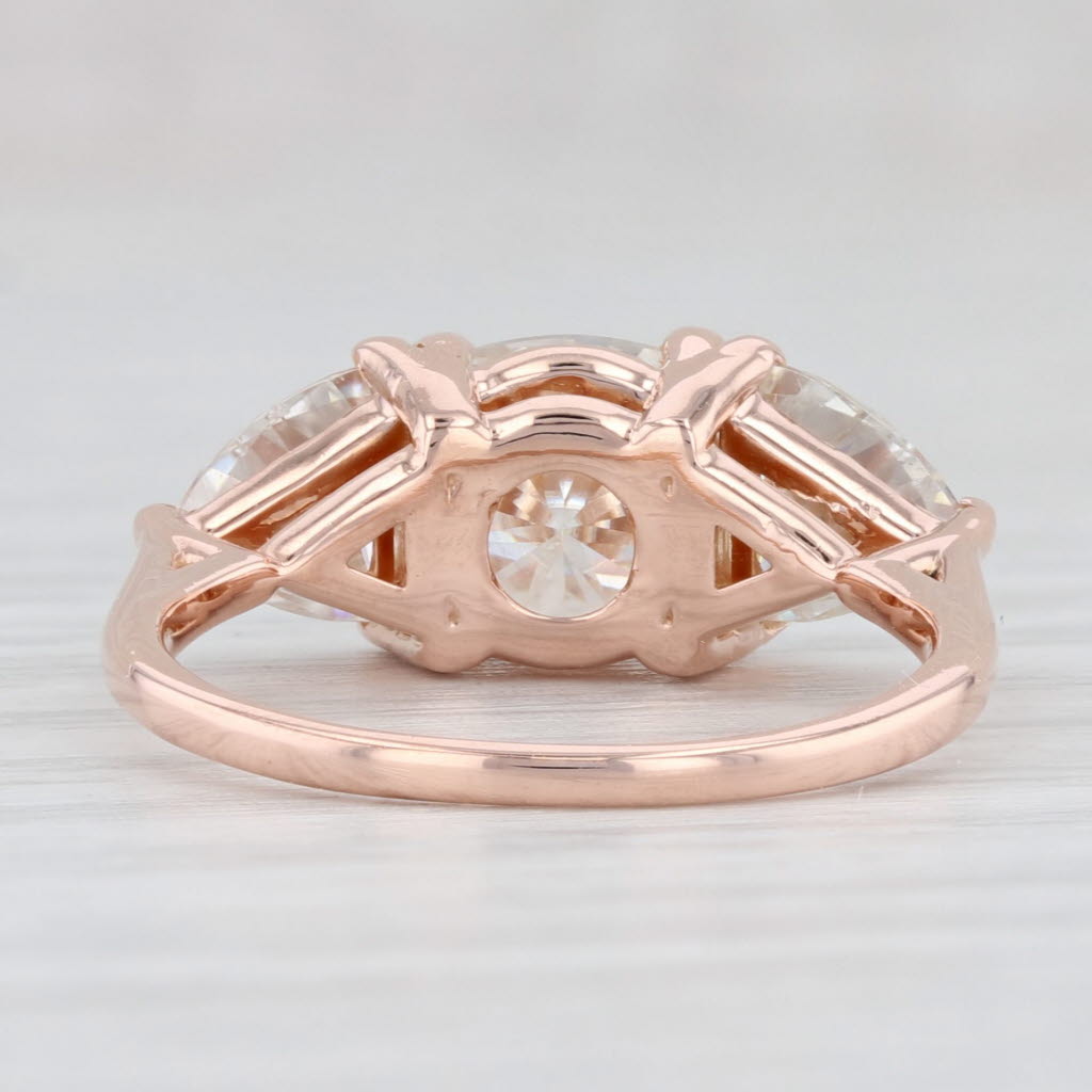 Light Gray 2.70ctw Moissanite 3-Stone Ring 14k Rose Gold Size 6 Engagement