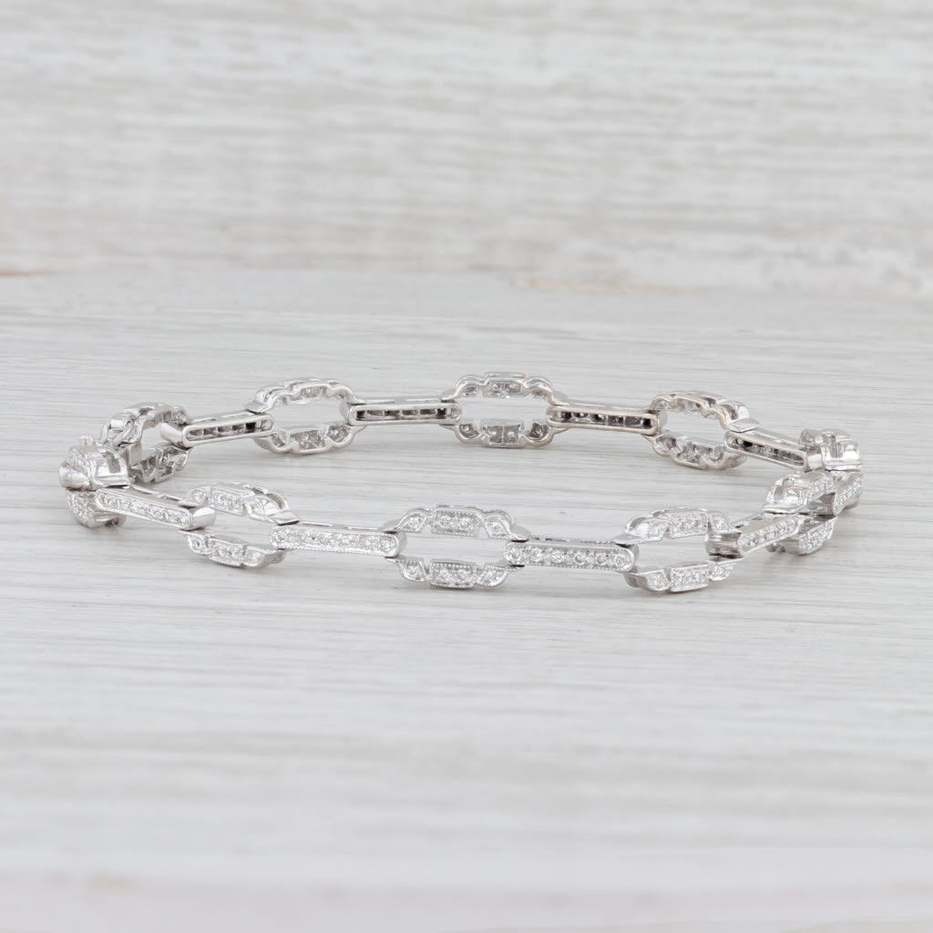 Light Gray 0.48ctw Diamond Bracelet 18k White Gold 6.75” 6mm