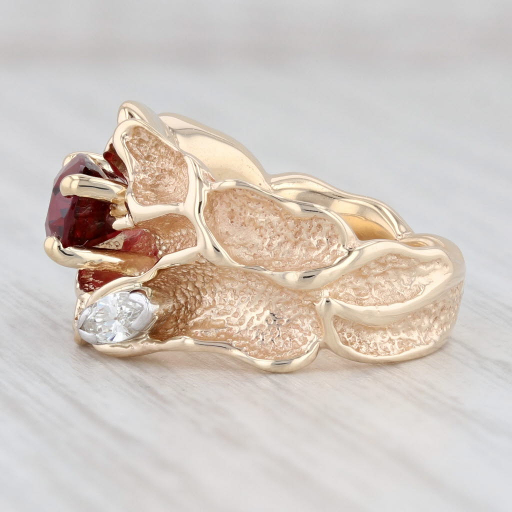 Light Gray 2.20ctw Oval Red Spinel Diamond Ring 14k Yellow Gold Size 4.5