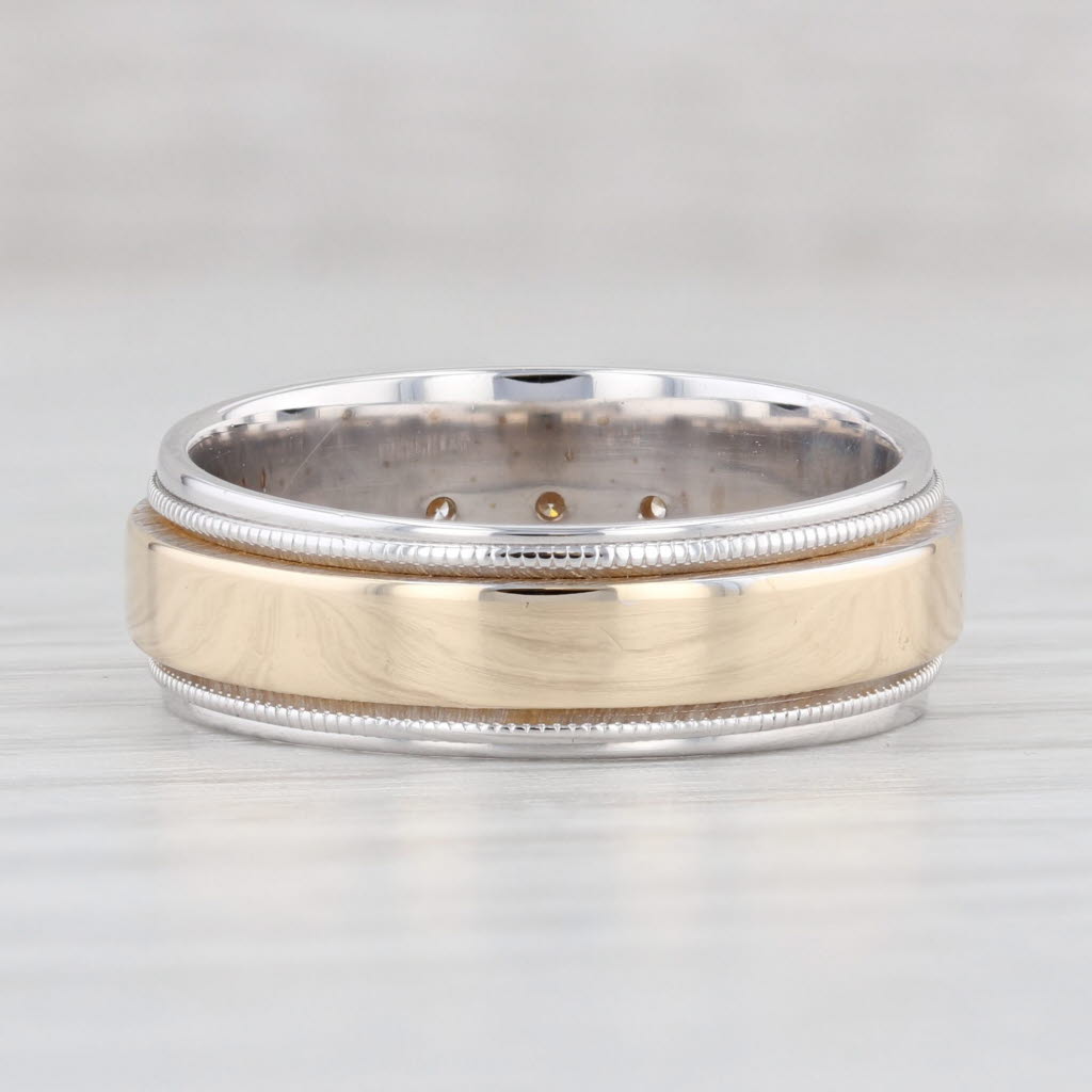 Light Gray 0.12ctw Diamond Ring 14k Yellow White Gold Wedding Band Size 7.5 Stackable