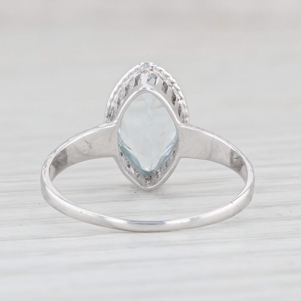 Light Gray 1.30ct Aquamarine Ring 14k White Gold Marquise Solitaire Size 5.25