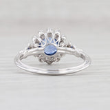 Light Gray New 1.09ctw Blue Sapphire Diamond Halo Ring 14k White Gold 6.75 Engagement