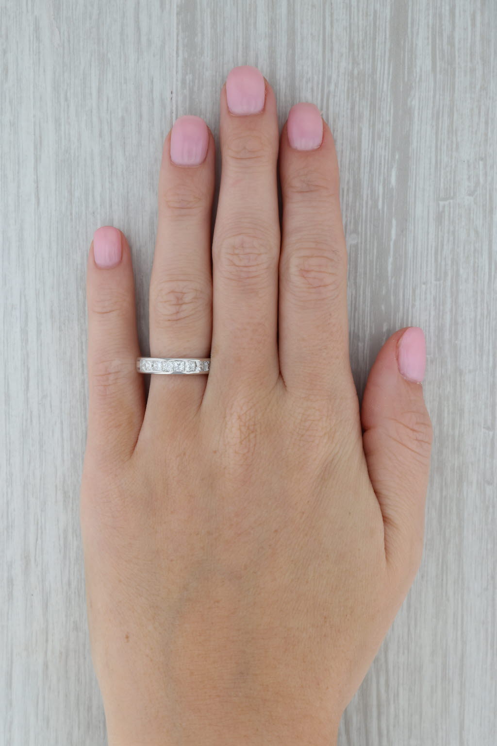 Dark Gray 1.20ctw LEO Princess Diamond Band 14k White Gold Size 5 Wedding Ring GSI Card