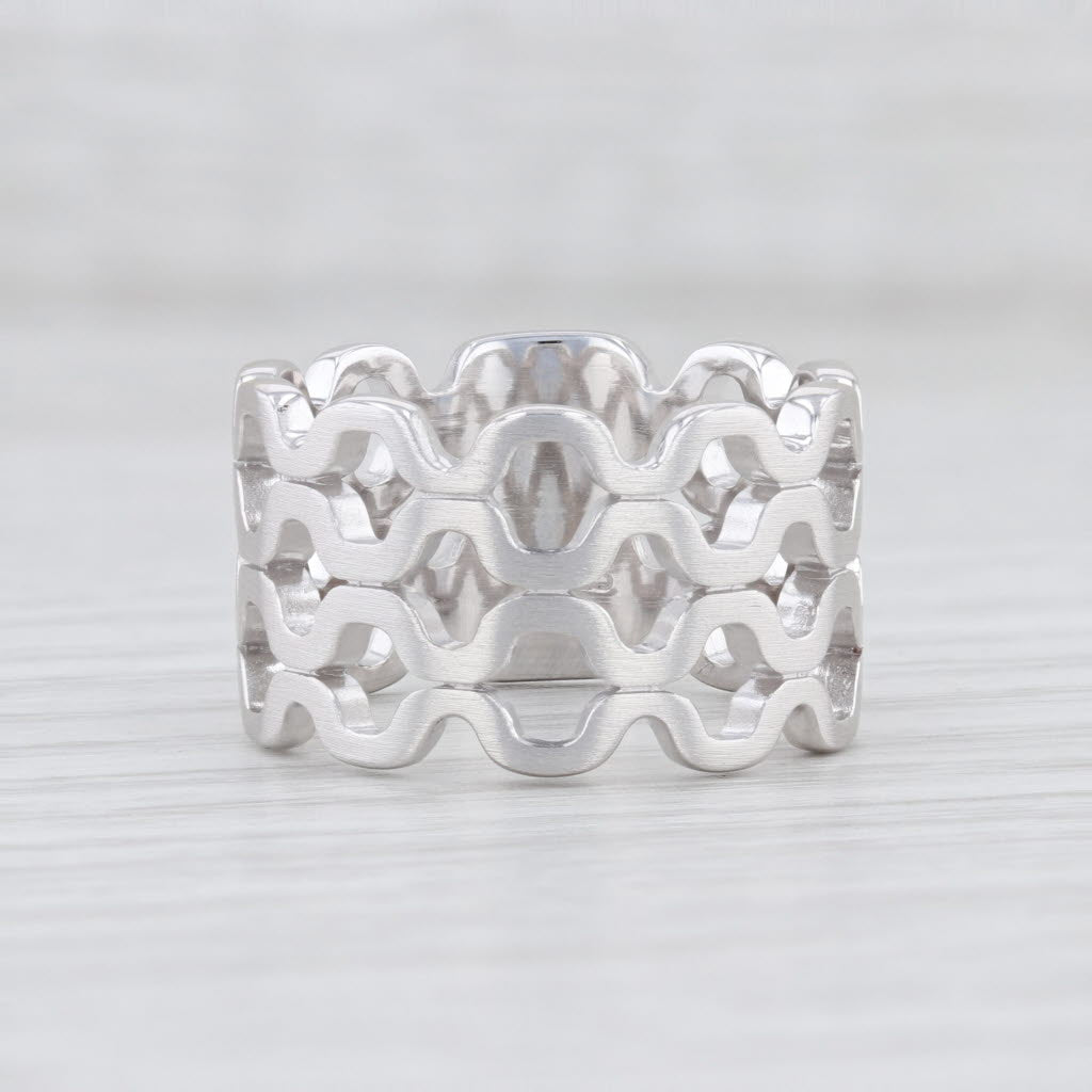 Light Gray New Bastian Inverun Cut Out Ring Sterling Silver 12862 Statement Band Size 7.5