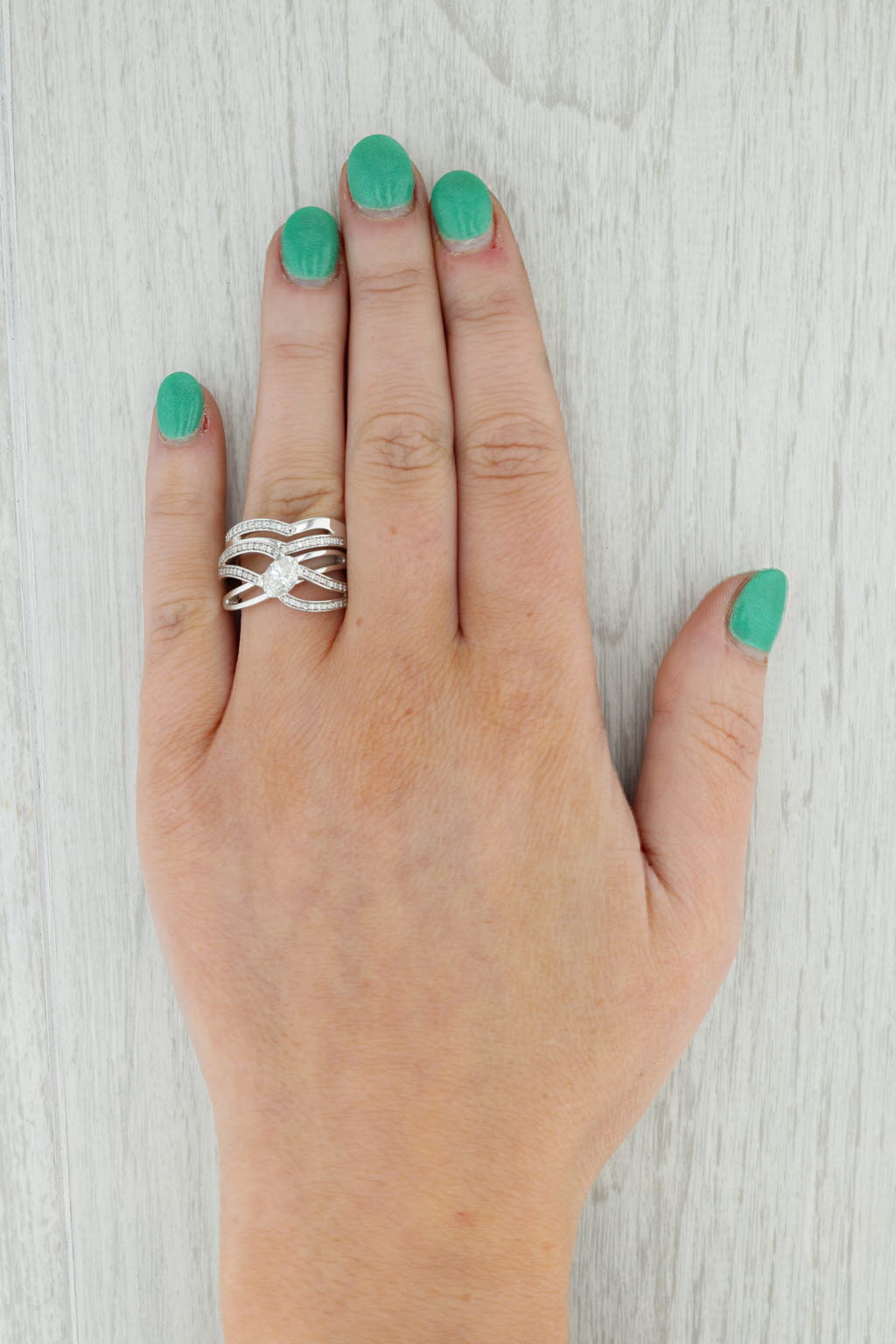 Gray New Malakan Diamond Engagement Ring Wedding Band Bridal Set 14k White Gold 6.25