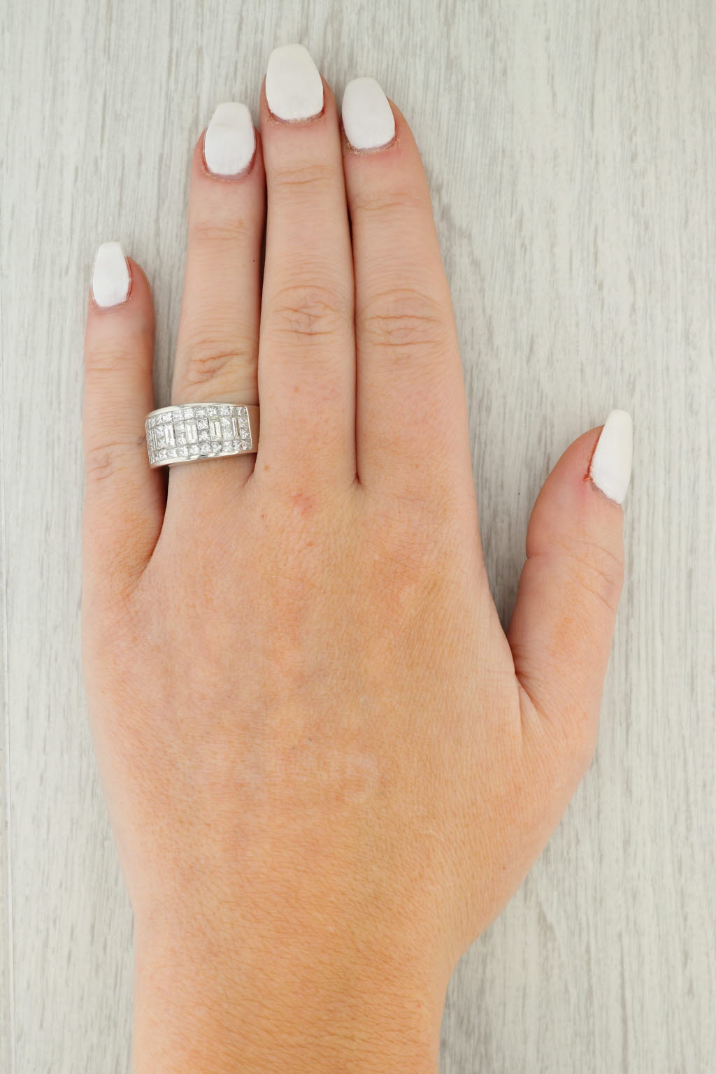 Gray 2.90ctw Diamond High Dome Ring 18k White Gold Size 7 Cocktail Band