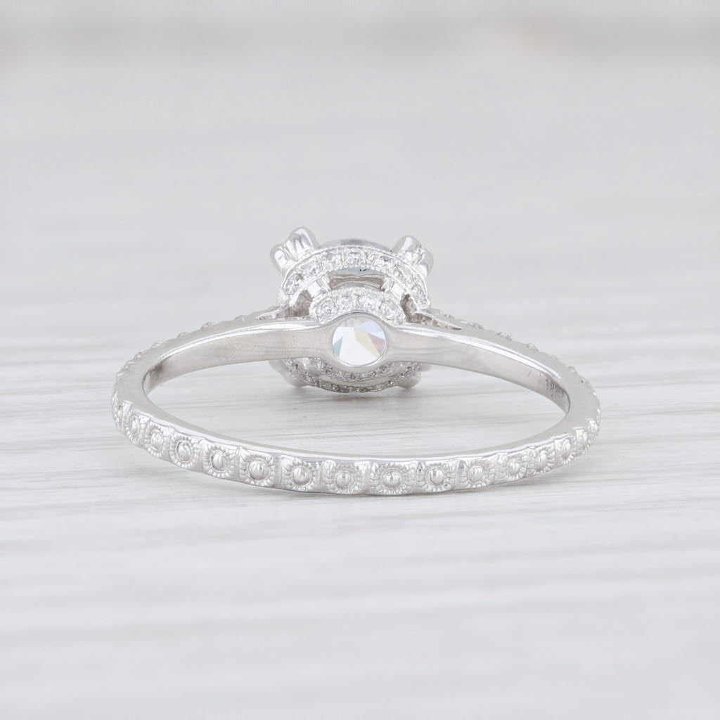 Light Gray New Beverley K Semi Mount Diamond Engagement Ring 18k White Gold Size 6 Round