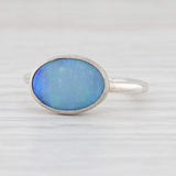 Light Gray New Nina Nguyen Blue Opal Ring Sterling Silver Size 7 Oval Solitaire