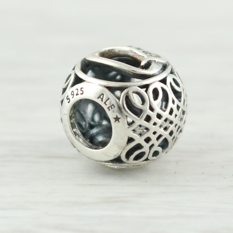 Light Gray New Authentic Pandora Vintage Q Charm 791861CZ Sterling Silver Letter "Q"