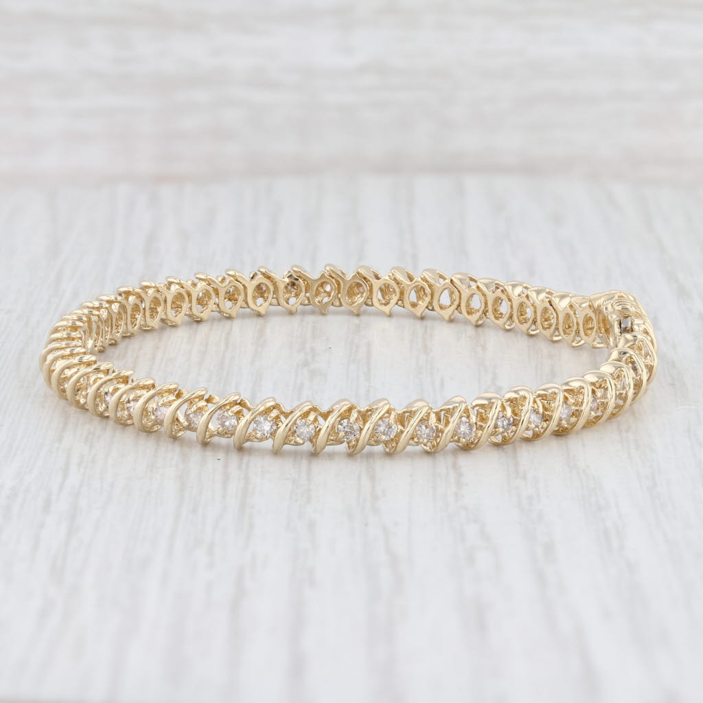 Light Gray 1.50ctw Diamond Tennis Bracelet 14k Yellow Gold 7" 5.5mm