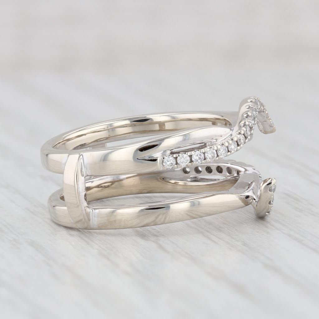 Light Gray 0.18ctw Diamond Ring Jacket 14k White Gold Guard Wrap Size 6.75 Wedding Band