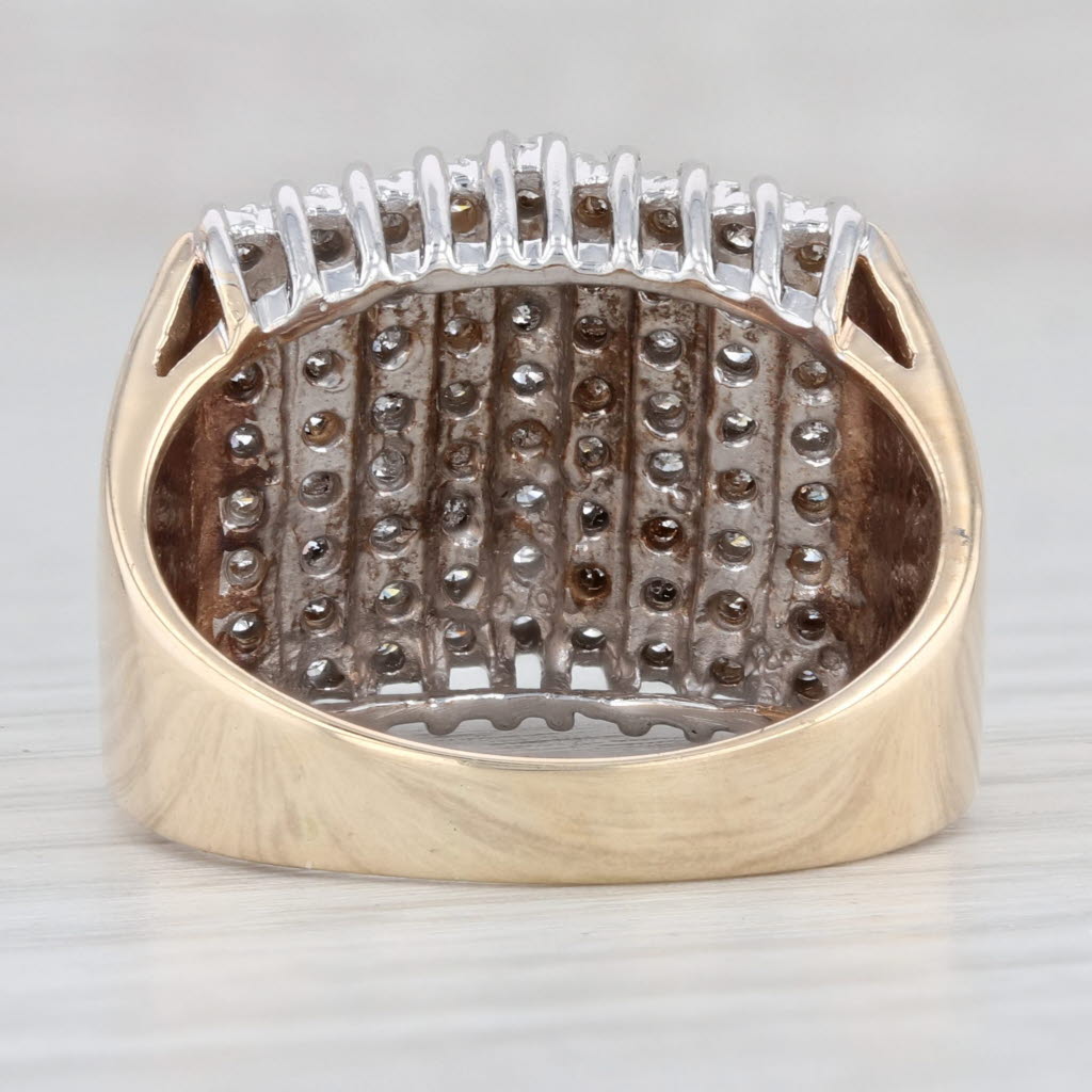 Light Gray 0.70ctw Diamond Cocktail Ring 10k White Yellow Gold Size 9.25 Tiered Pyramid