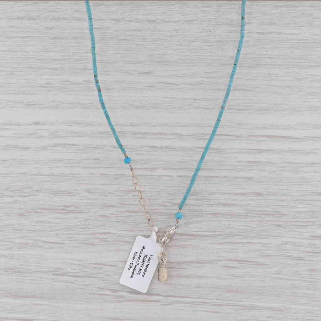 Gray New Nina Nguyen Turquoise Bead Lotus Necklace Moonstone Pendant Sterling Silver
