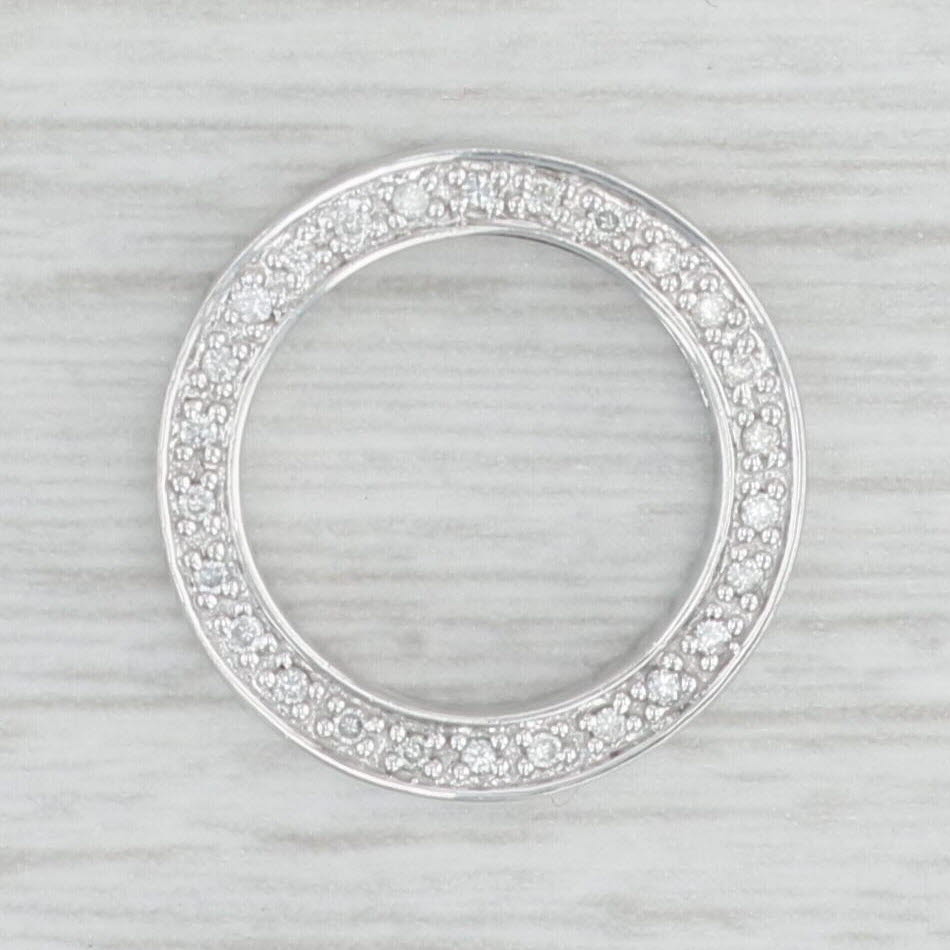 Light Gray Diamond Eternity Circle Pendant 14k White Gold Small Floating Drop