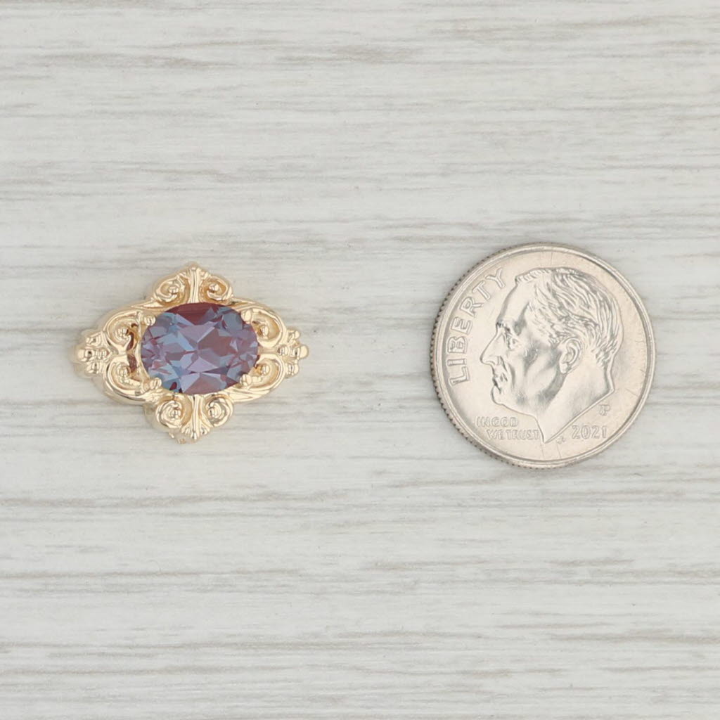 Light Gray Vintage Richard Klein 2.35ct Lab Created Alexandrite Slide Charm 14k Yellow Gold