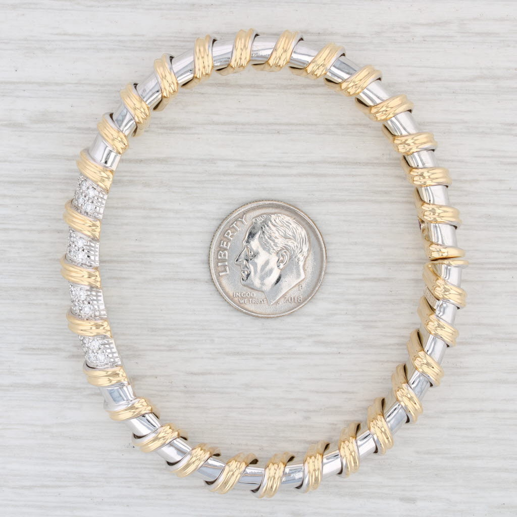 Light Gray Roberto Coin .76ctw Diamond Ruby Flexible Bangle Bracelet 18k Gold Nabucco 6.5"