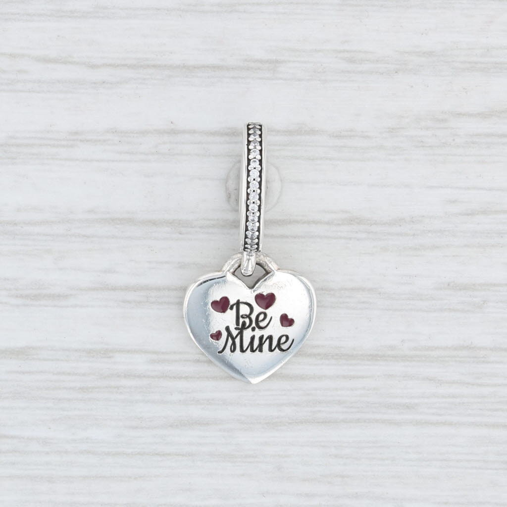 Light Gray New Authentic Pandora Be Mine Heart Dangle Charm ENG792017CZ_4 Clear CZ
