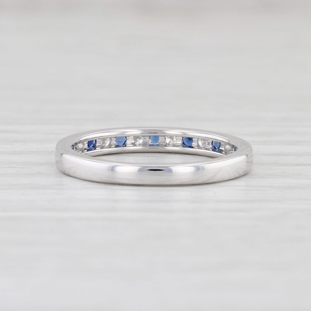 Light Gray New 0.28ctw Sapphire Diamond Ring 14k White Gold Stackable Wedding Band Size 6.5