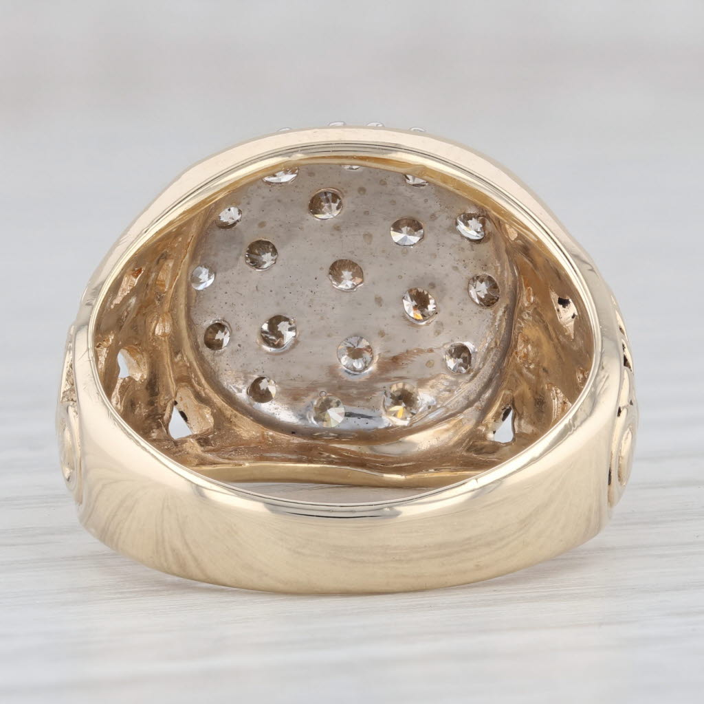 Light Gray Vintage 0.80ctw Diamond Cluster Openwork Ring 14k Yellow Gold Size 9.5