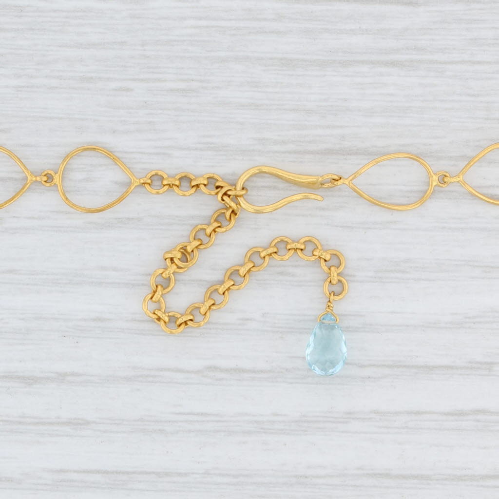 Light Gray Marie Helene de Taillac Aquamarine Briolette Necklace 18k 22k Yellow Gold 18"