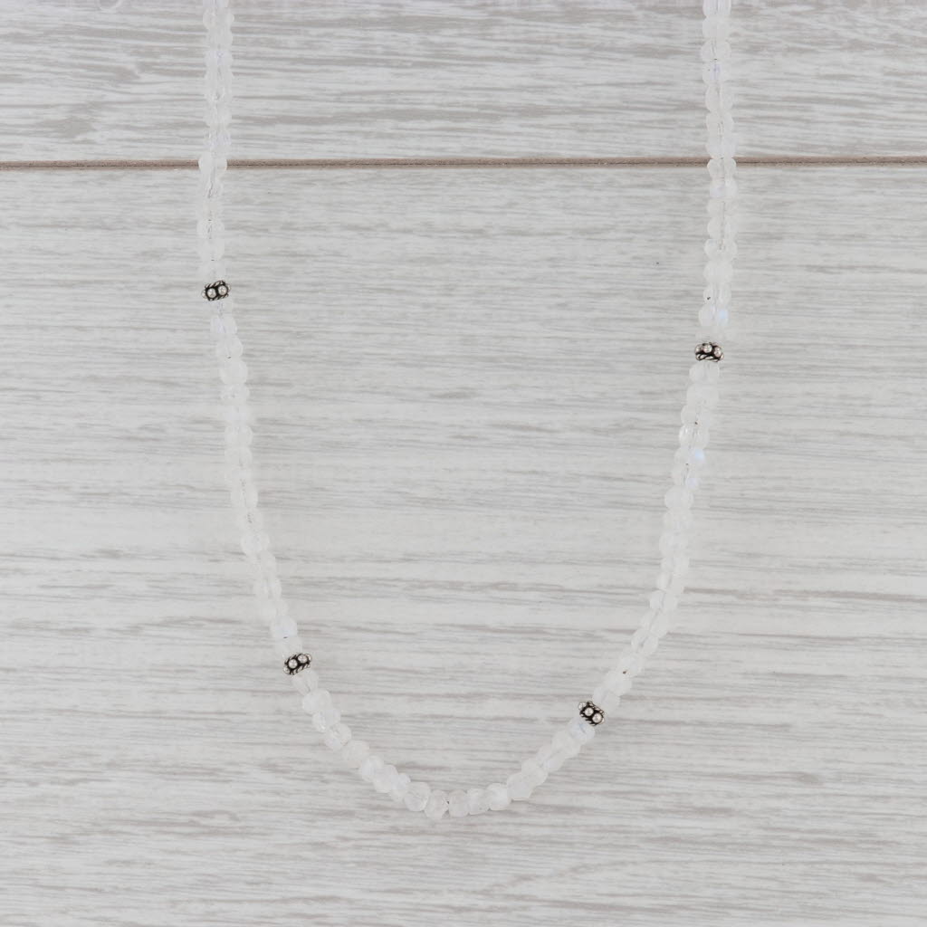 Gray New Nina Nguyen Moonstone Bead Necklace Sterling Silver 15.5-18.5" Strand