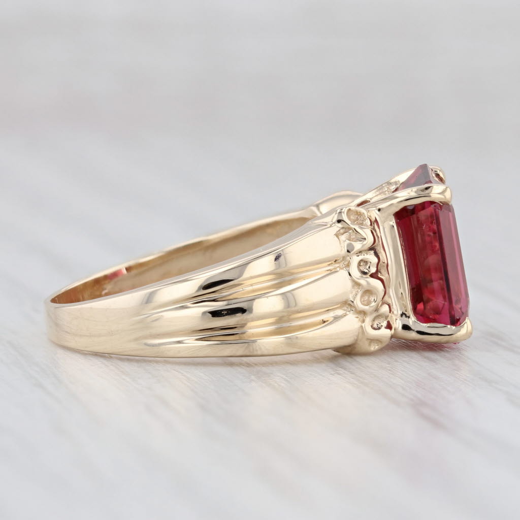 Light Gray 3.25ct Rubellite Tourmaline Solitaire Ring 14k Yellow Gold Size 6.75