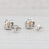 Light Gray 1.14ctw Orange Citrine Diamond Halo Earrings Necklace Set Sterling Silver 18"