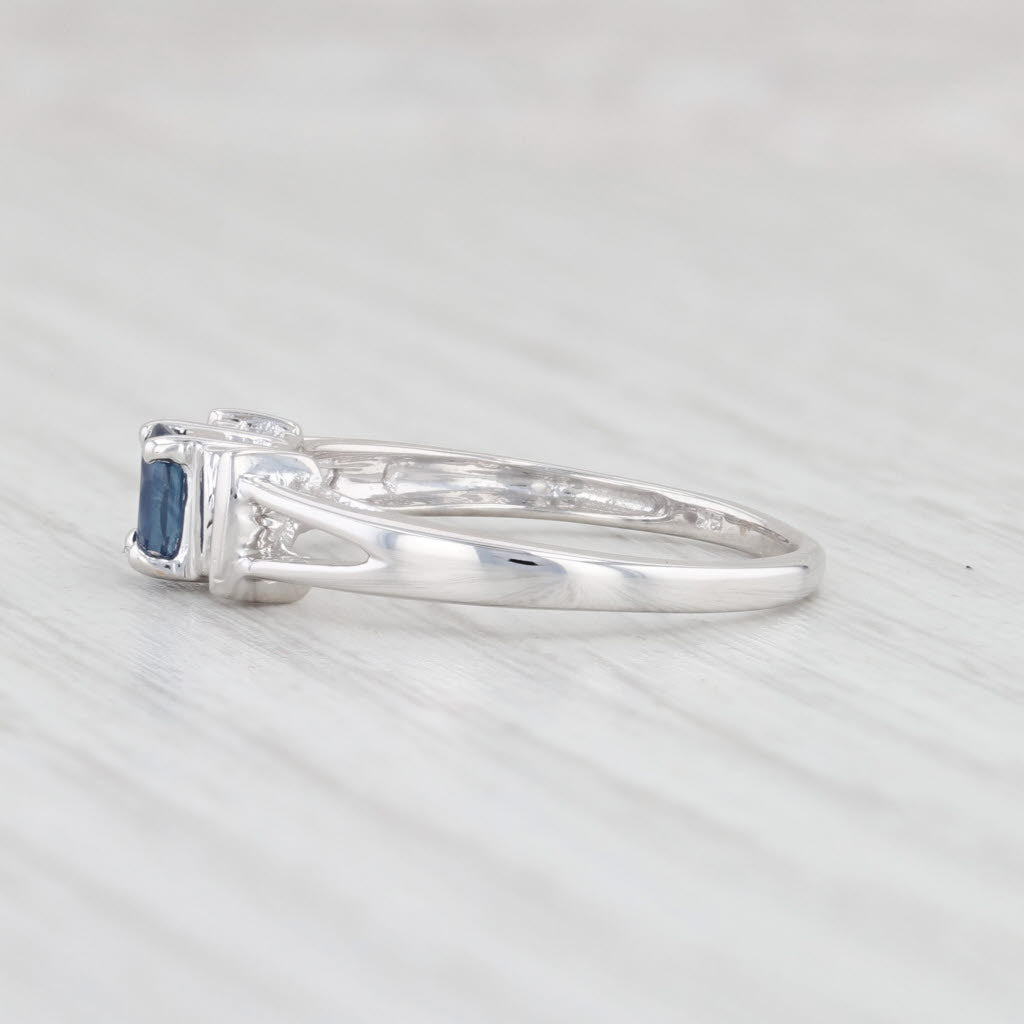 Light Gray 0.29ctw Blue Sapphire White Diamond Ring 14k White Gold Size 6 Oval Engagement