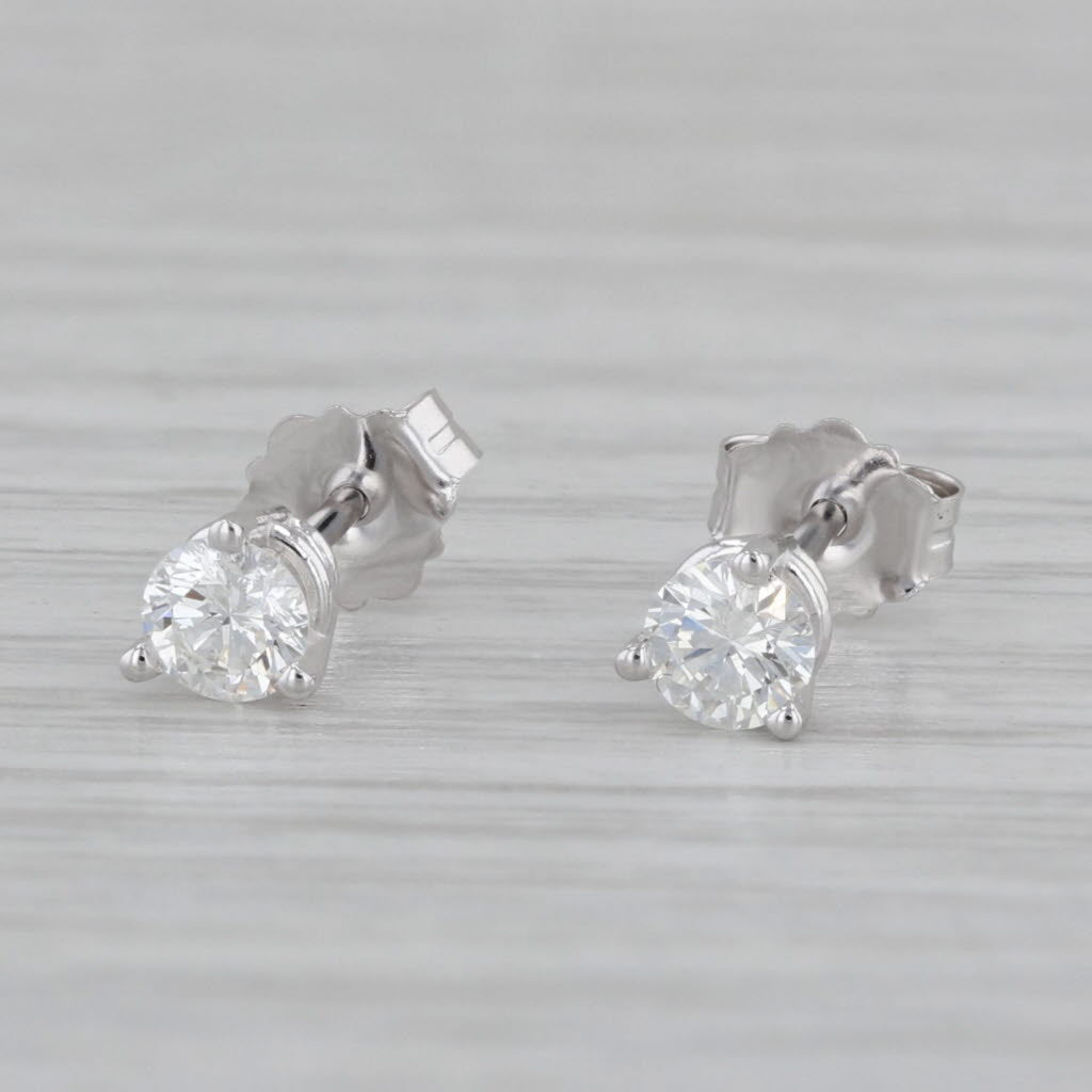 Gray New 0.31ctw Diamond Stud Earrings 14k White Gold Round Solitaire Studs