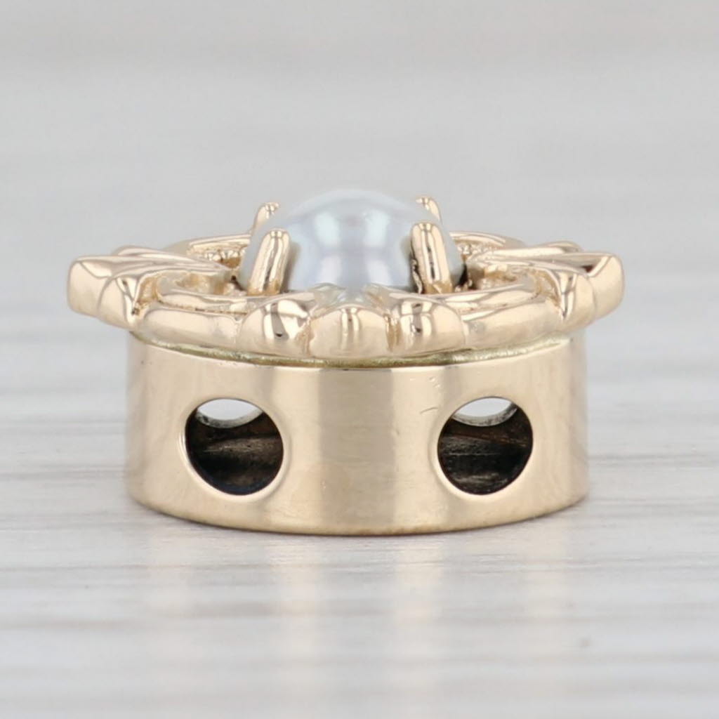 Light Gray Ornate Pearl Slide Charm 14k Yellow Gold Vintage Goldman Kobler