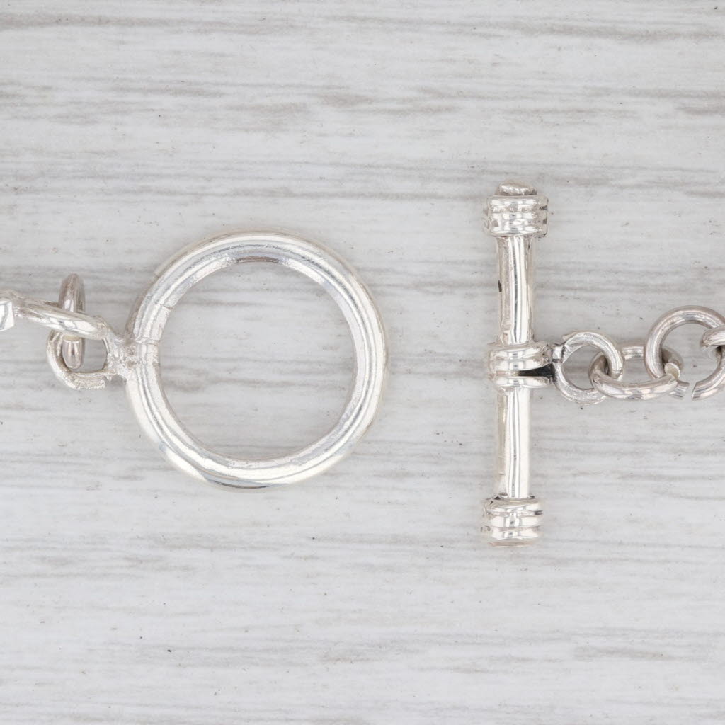 Light Gray New Black Resin Ornate Link Bracelet Sterling Silver Toggle Clasp 7.5 15.4mm