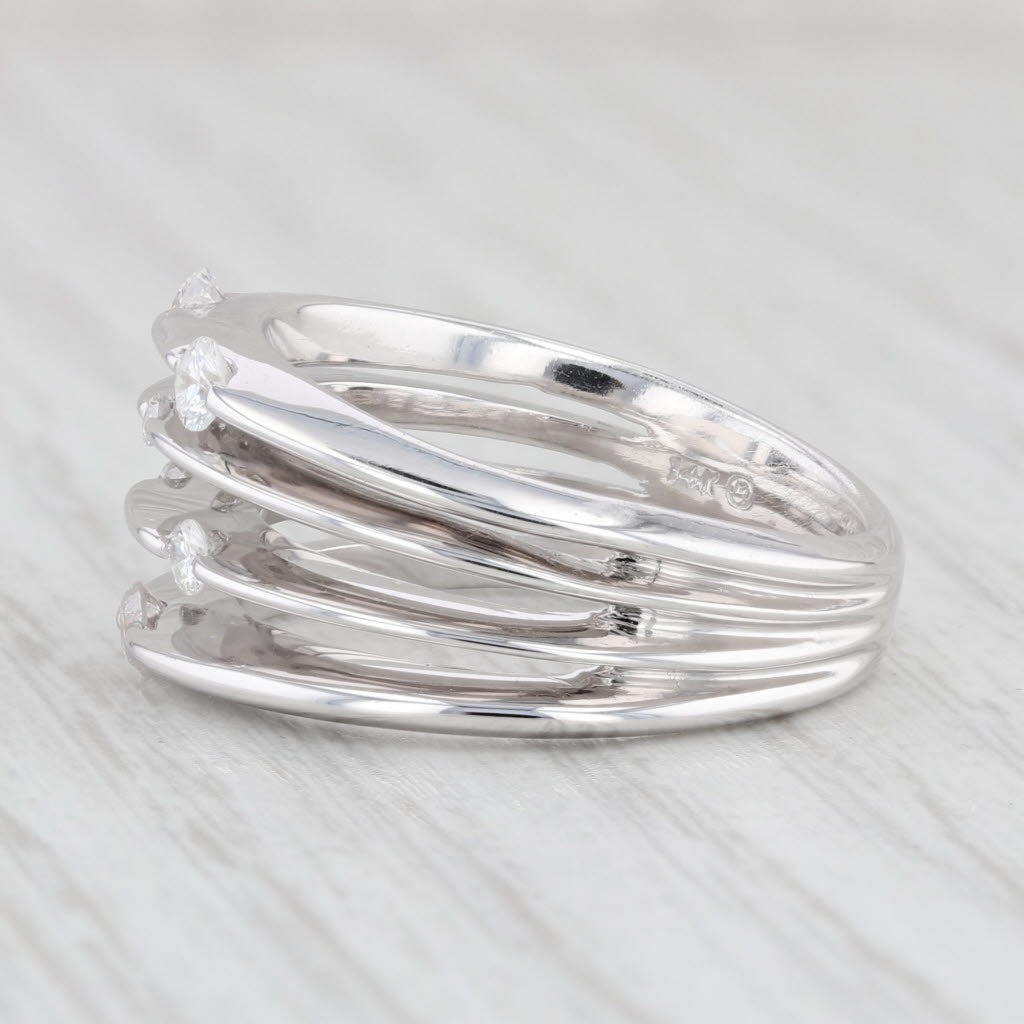 Light Gray 0.46ctw Diamond Orbit Ring 14k White Gold Cocktail Size 7 Multi-Band