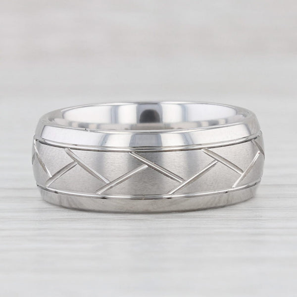 Light Gray New Crisscross Pattern Cobalt Chrome Ring Size 8 Wedding Band