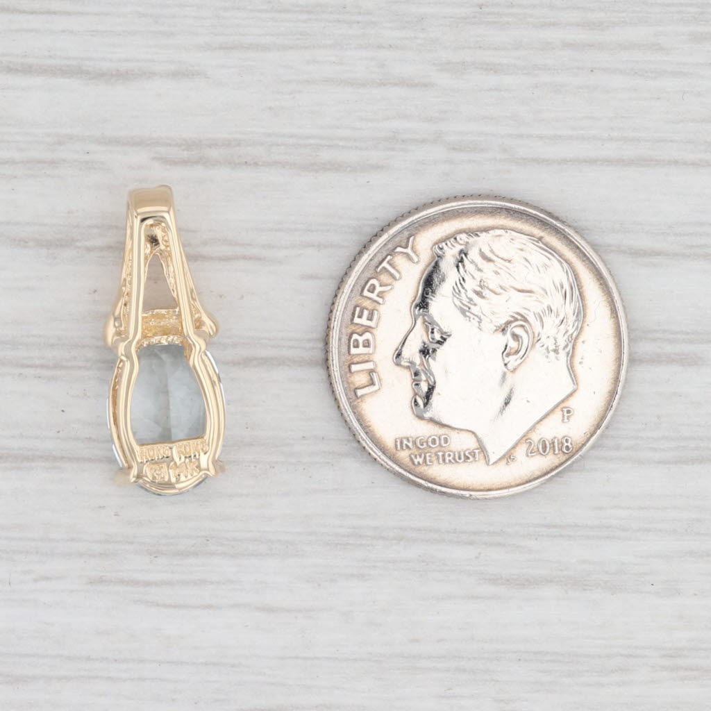 Light Gray 1.60ct Aquamarine Pendant 14k Yellow Gold March Birthstone Oval Solitaire