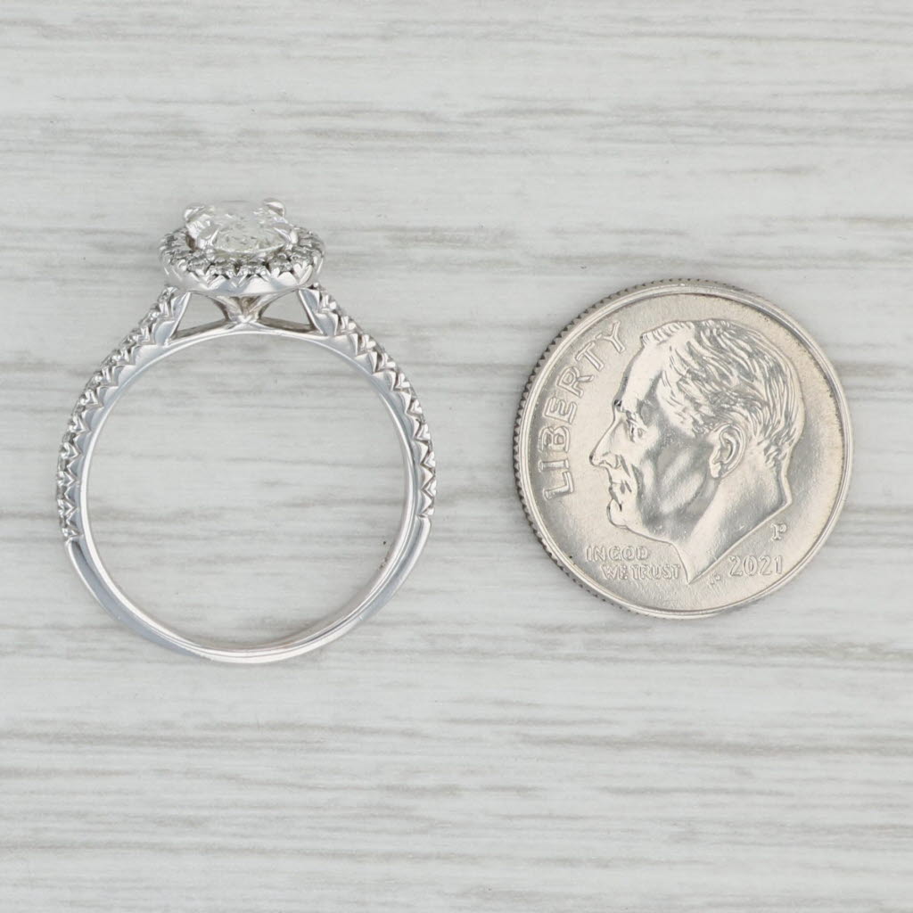 Light Gray 1.16ctw VS1 GIA Oval Diamond Halo Engagement Ring 14k White Gold Size 6