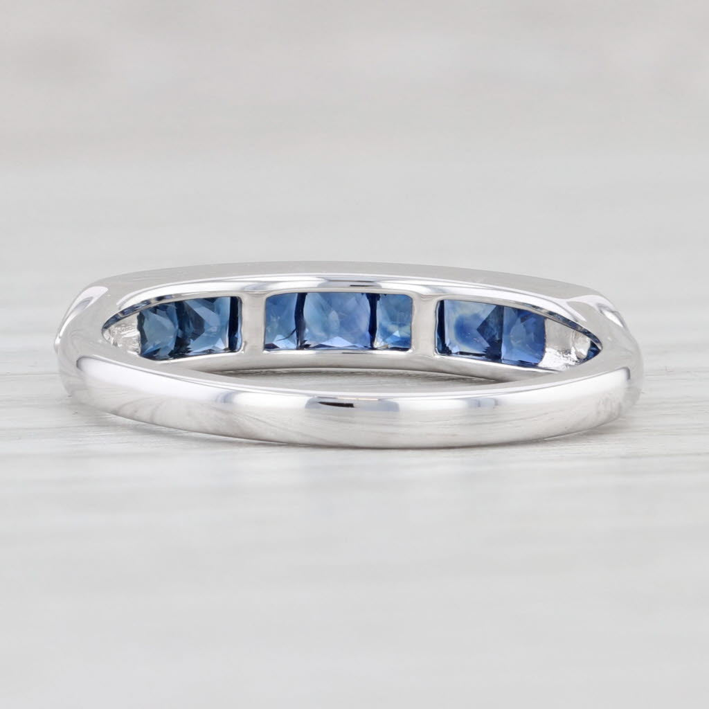 Light Gray New 0.81ctw Blue Sapphire Diamond Ring 14k White Gold Stackable Wedding Size 6.5
