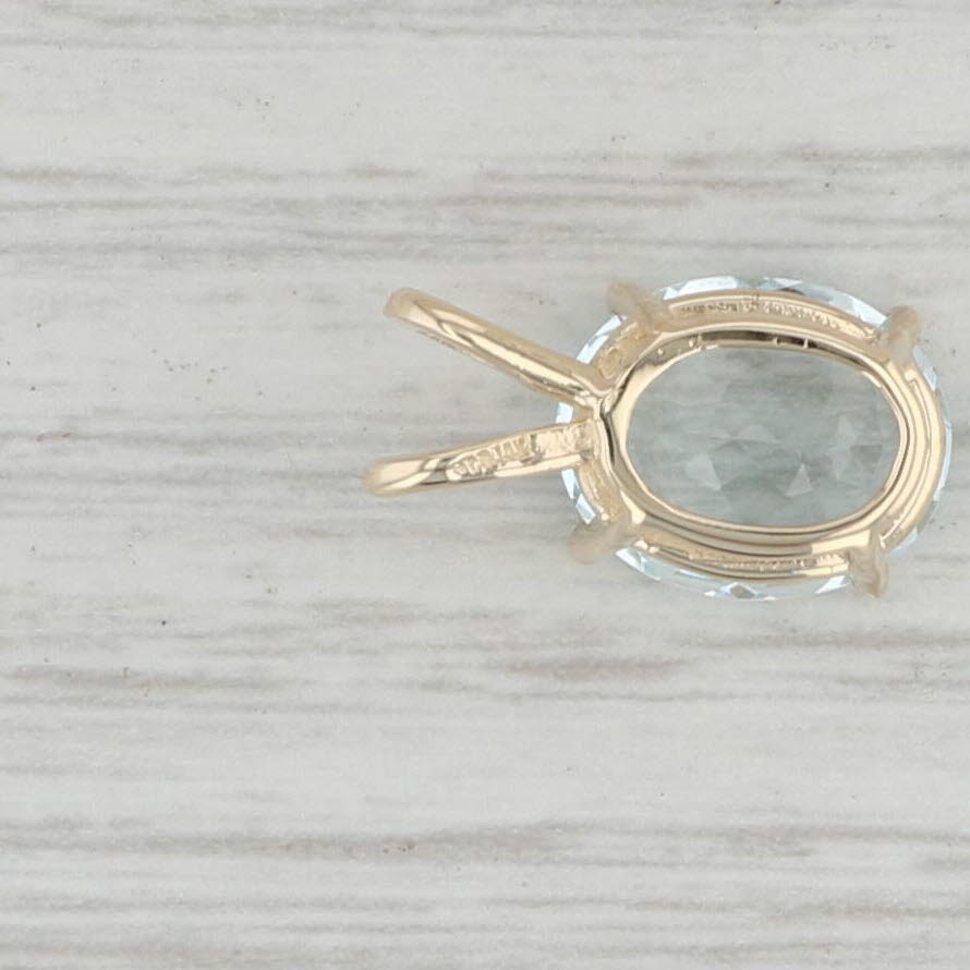 Gray 3.25ct Aquamarine Pendant 14k Yellow Gold Oval March Birthstone