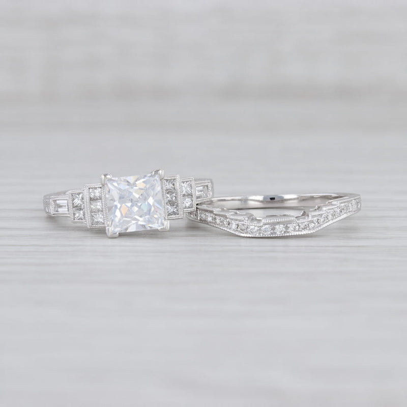 Light Gray New Beverley K Semi Mount Diamond Engagement Ring Wedding Band Bridal 18k Gold