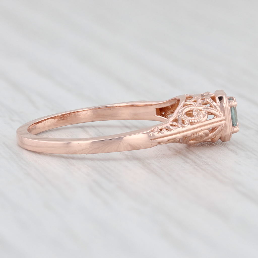 Light Gray New 0.18ct Green Alexandrite Ring 14k Rose Gold Size 6.5 Oval Solitaire Filigree