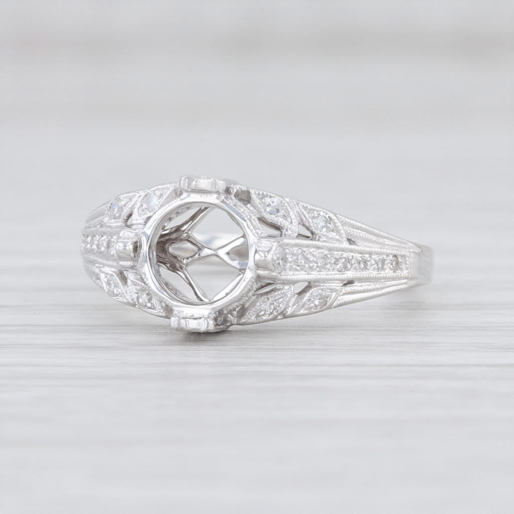 Light Gray New Beverley K Semi Mount Engagement Ring 18k Gold Cathedral Diamond Size 5.75