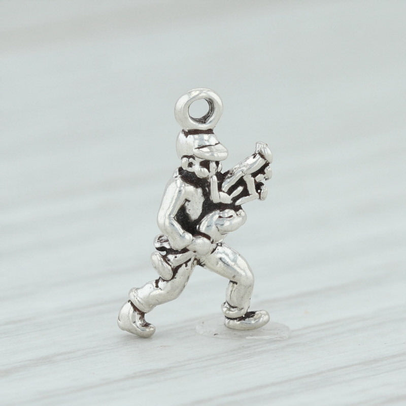 Light Gray 12 Days of Christmas Piper Piping Charm Sterling Silver Figural 3D Holiday 925