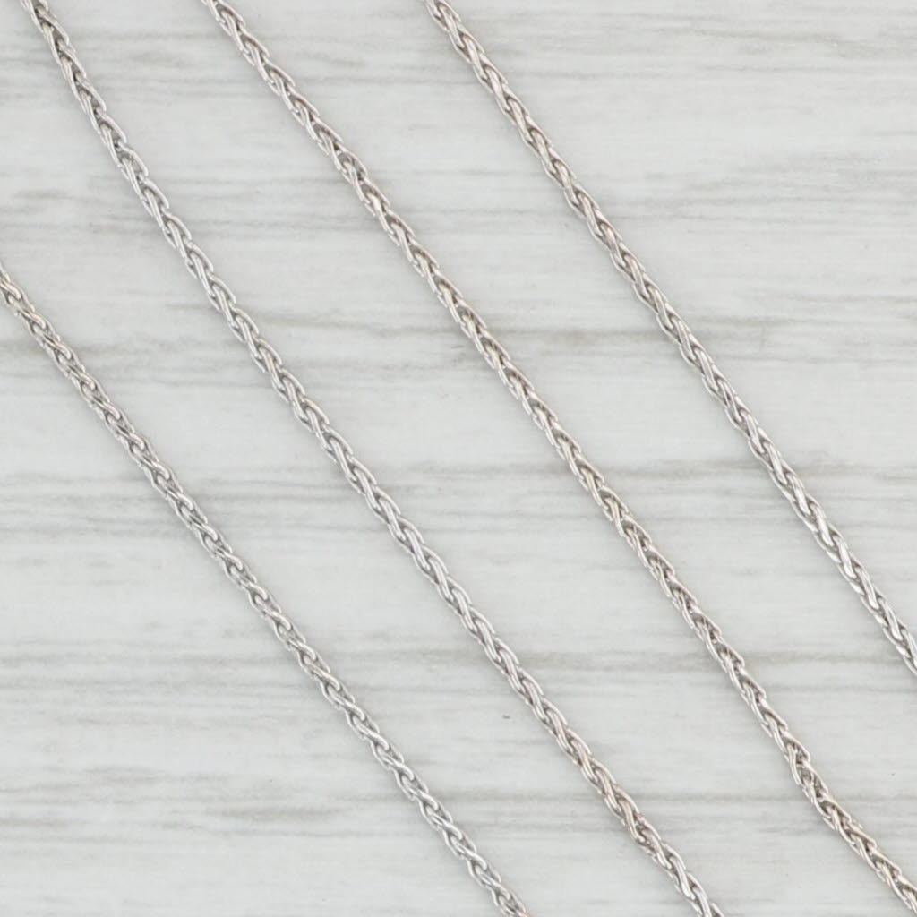 Light Gray 14" Wheat Chain Necklace 14k White Gold 0.9mm Lobster Clasp