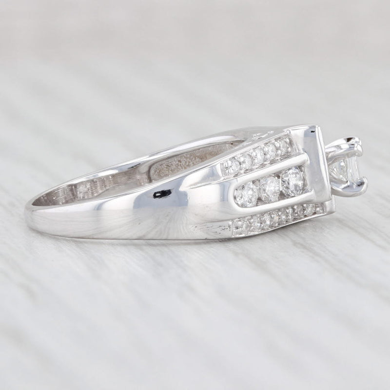 Light Gray 0.75ctw Princess Diamond Engagement Ring 14k White Gold Size 8.25